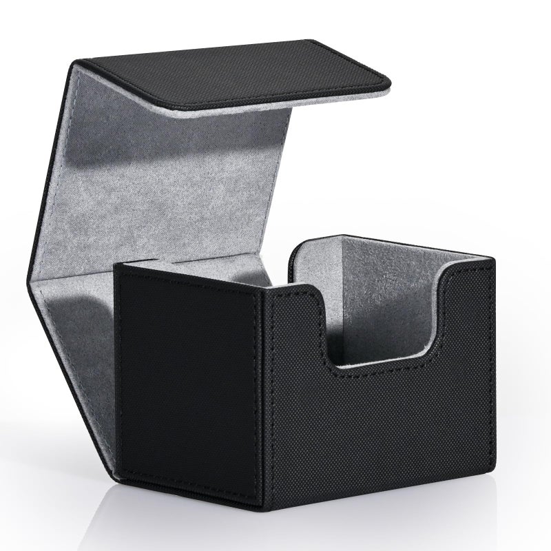 ZLCA Card Deck Box for Trading Cards  MTG Commander Deck Box Holds 120+ Single Sleeved Cards  Leather Magnetic Card Storage Box Fits for TCG CCG Magic Cards (Black) - Image 1